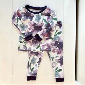 Burt’s Bees Baby long sleeve pj set, 18 mo. Color: Purple watercolor daylily.